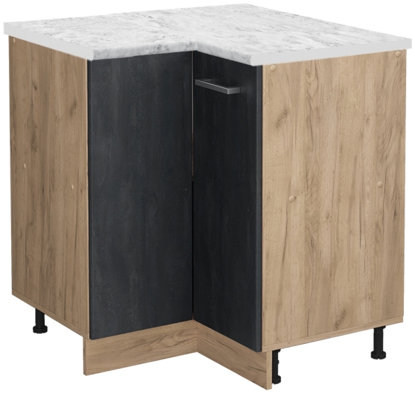 Vicco Eckunterschrank Schwarz Beton 75.6 cm AP Marmor, R-Line