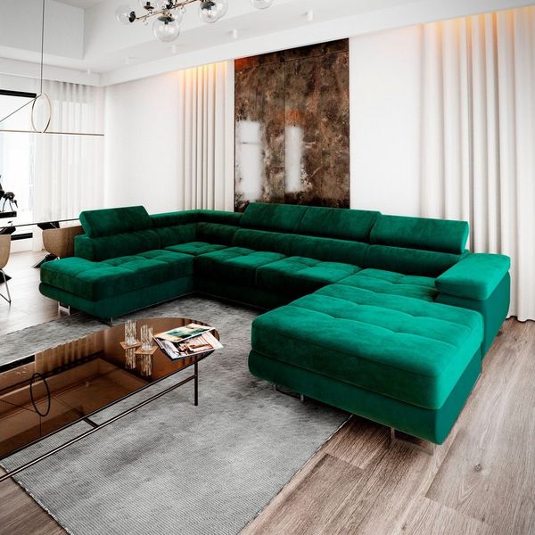 Masseno Ecksofa CASONE mit Schlaffunktion U-Form, Sofa mit Bettkasten