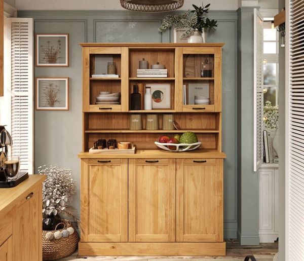 Home affaire Küchenbuffet Teramo Breite/Höhe 126/181 cm, mit Metallgriffen