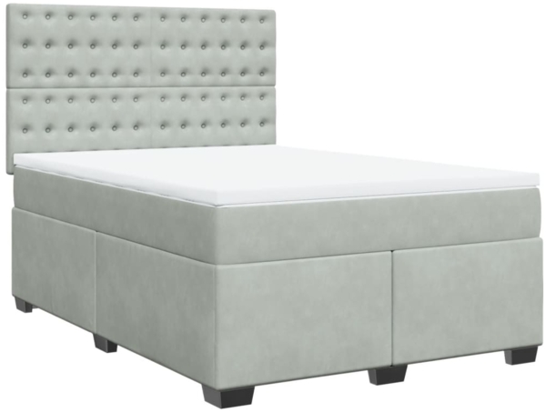 vidaXL Boxspringbett mit Matratze Hellgrau 140x200 cm Samt 3290942