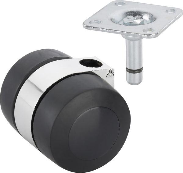 Design-Doppelrolle Ø 45 mm für normale Böden Tragkr. 55 kg