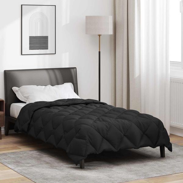 vidaXL Winterbettdecke Schwarz 140 x 220 cm Mikrofaser 42025710