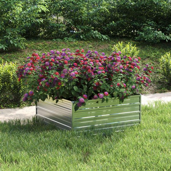 vidaXL Garten-Hochbeet 100x100x45 cm Verzinkter Stahl Silber 316885