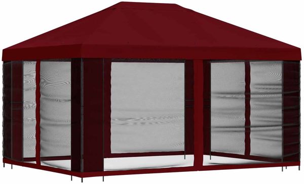 vidaXL Garten Pavillon mit Seitenwänden 4 x 3 m Bordeauxrot 900395 Bild 3