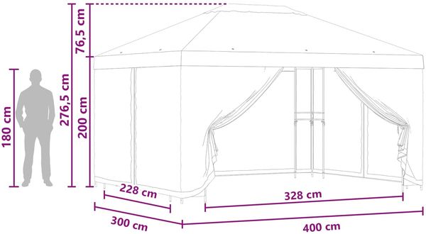vidaXL Garten Pavillon mit Seitenwänden 4 x 3 m Bordeauxrot 900395 Bild 9