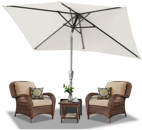 Clanmacy Sonnenschirm Sonnenschirm 200x300 cm knickbar Balkonschirm Gartenschirm UV50+ Beige, LxB: 300x200 cm, Stabiler knickbar/für Garten, Balkon, Terasse/Sonnenschutz