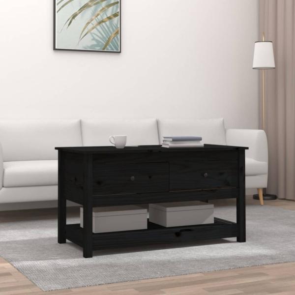 Couchtisch Schwarz 102 x 49 x 55 cm Massivholz Kiefer [820925]