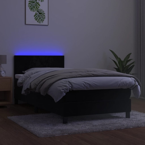 vidaXL Boxspringbett mit Matratze & LED Schwarz 90x190 cm Samt 3134257 Bild 3