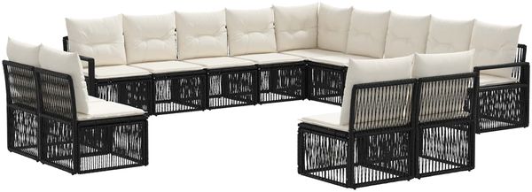vidaXL Gartensofa-set 13 pcs Schwarz Poly-Rattan 3435874