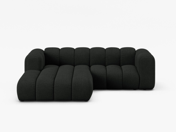 Micadoni Modulares Ecksofa Lupine 3-Sitzer Links Boucle Baloo Schwarz