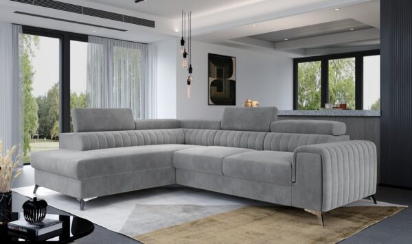 MOEBLO Ecksofa OLIVIER, mit Schlaffunktion und Bettkasten, Couch für Wohnzimmer, Schlafsofa Sofagarnitur L-Form Wohnlandschaft mit Bettfunktion, mit Schlaffunktion