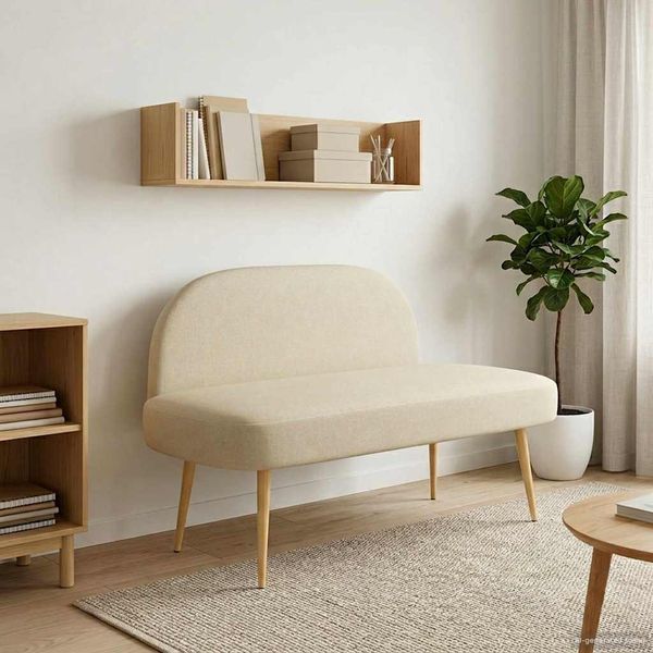 vidaXL Gepolsterte Bank mit Rückenlehne Creme 110 x 60 x 76 cm 42040763