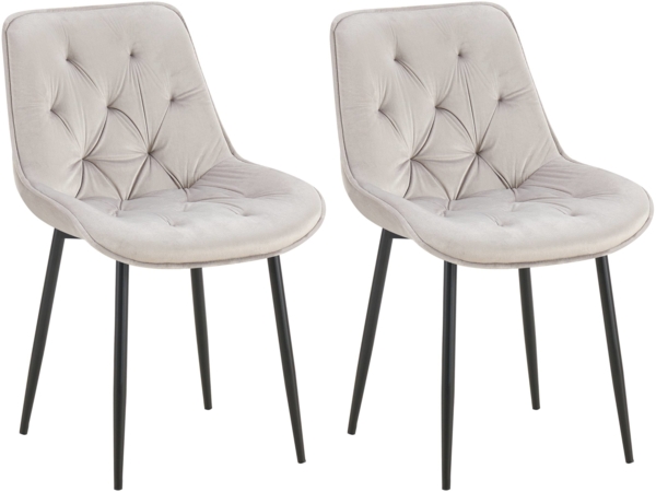 CLP 2er Set Esszimmerstuhl Wallace I Moderner Polsterstuhl mit Samtbezug,grau