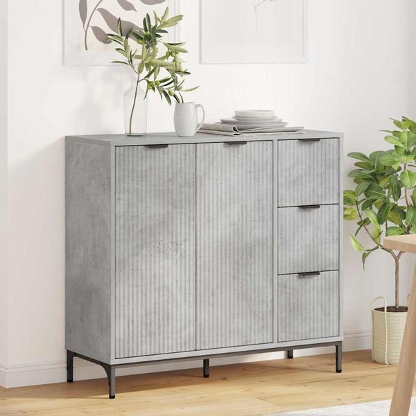 vidaXL Sideboard Beton Grau 89,5 x 33 x 82 cm Holzwerkstoff 883457