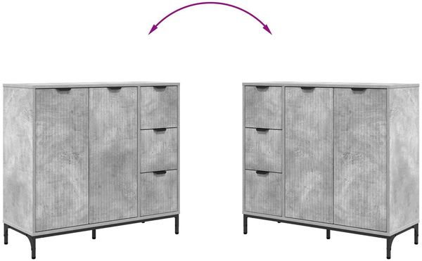 vidaXL Sideboard Beton Grau 89,5 x 33 x 82 cm Holzwerkstoff 883457 Bild 12