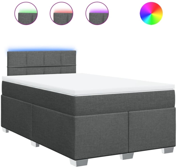 Boxspringbett mit Matratze, Stoff, Viereckige, grauer Fuß, Dunkelgrau, 120x200 cm, true