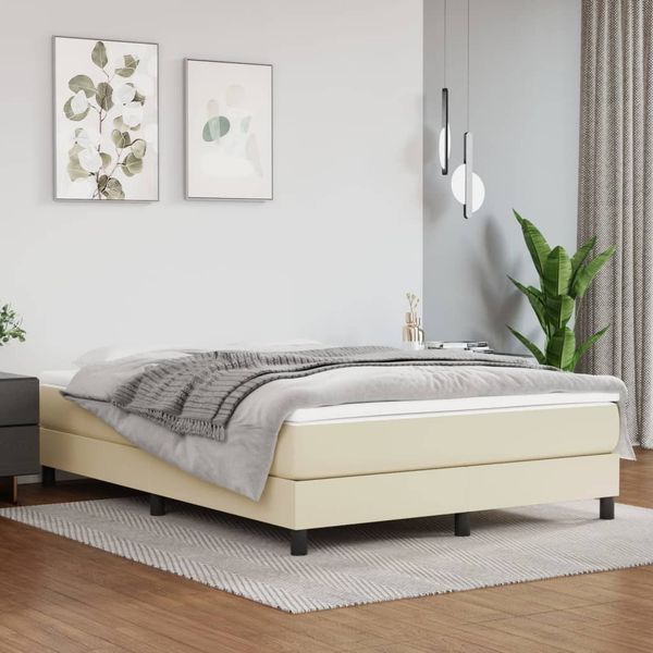 vidaXL Boxspringbettgestell Creme 140x200 cm Kunstleder 3120702