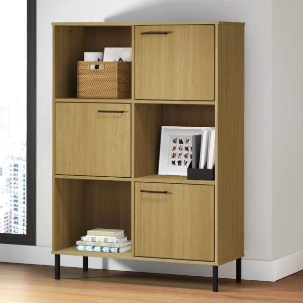 vidaXL Bücherregal OSLO Metallbeine Braun 90x35x128,5 cm Massivholz 351012