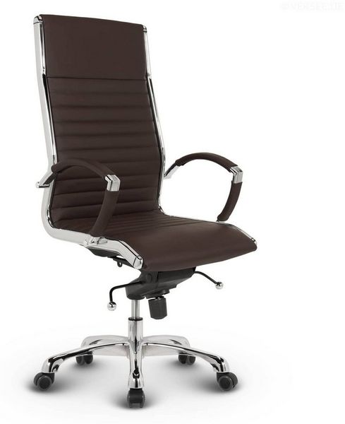 VERSEE Design Bürostuhl Chefsessel Montreal - Echt-Leder - braun - Drehstuhl, Bürodrehstuhl, Schreibtischstuhl, Chefstuhl, Designklassiker, hochwertige Verarbeitung, Stuhl, 150 kg Belastbarkeit