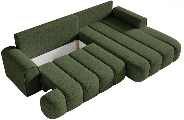 Selsey 'Dandelino' Ecksofa mit Schlaffunktion, Stauraum und Bouclé-Bezug, khaki, rechts, 80 x 275 x 168 cm Bild 8
