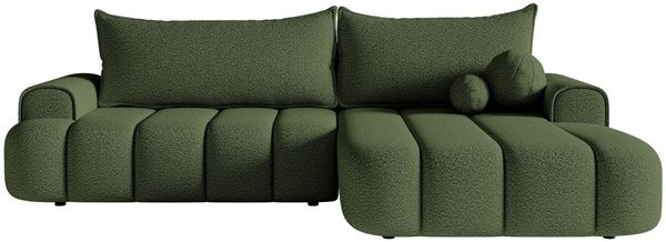 Selsey 'Dandelino' Ecksofa mit Schlaffunktion, Stauraum und Bouclé-Bezug, khaki, rechts, 80 x 275 x 168 cm Bild 6