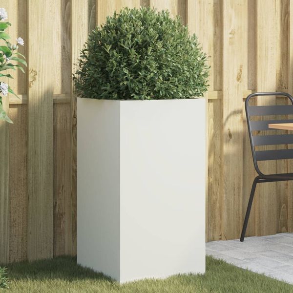 vidaXL Pflanzkübel Weiß 42x38x75 cm Stahl 841578