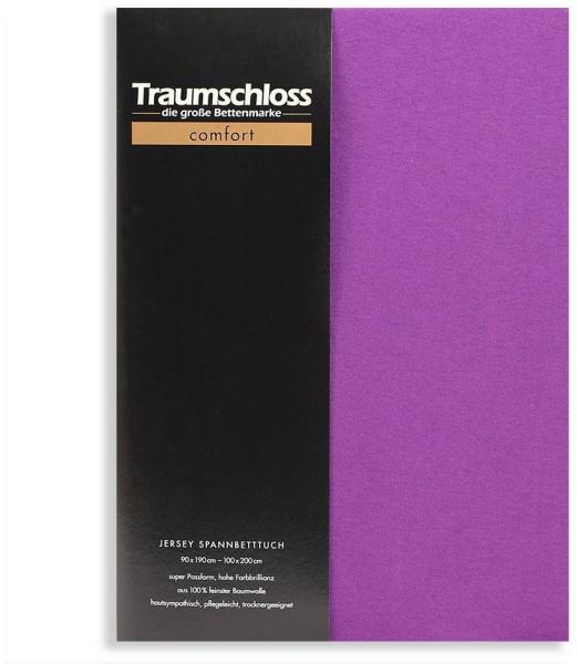 Traumschloss Spannbettlaken Comfort, Jersey, Violett, 90-100x200, 100% Baumwolle