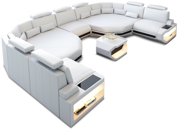 Sofa Dreams 'XXL Asti' Wohnlandschaft, 93 x 280 x 435 cm, Weiß / Schwarz, Kunstleder Bild 1