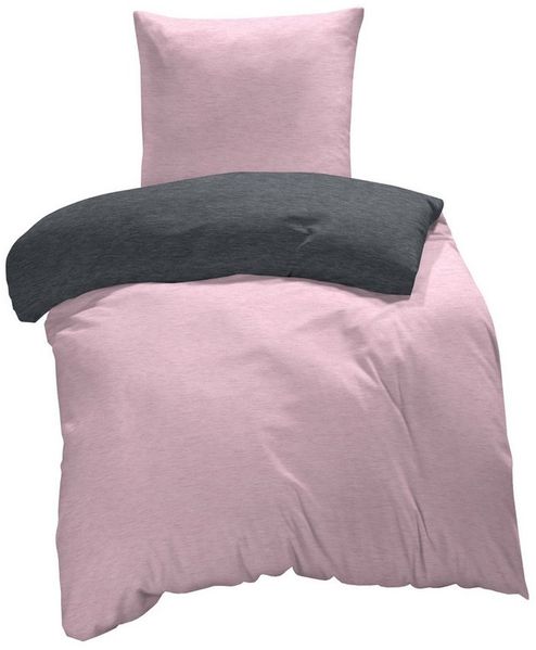 One Home Bettwäsche Melange, Flanell, 2 teilig, modern meliert, Baumwolle kuschelig warme weiche Biber Winter