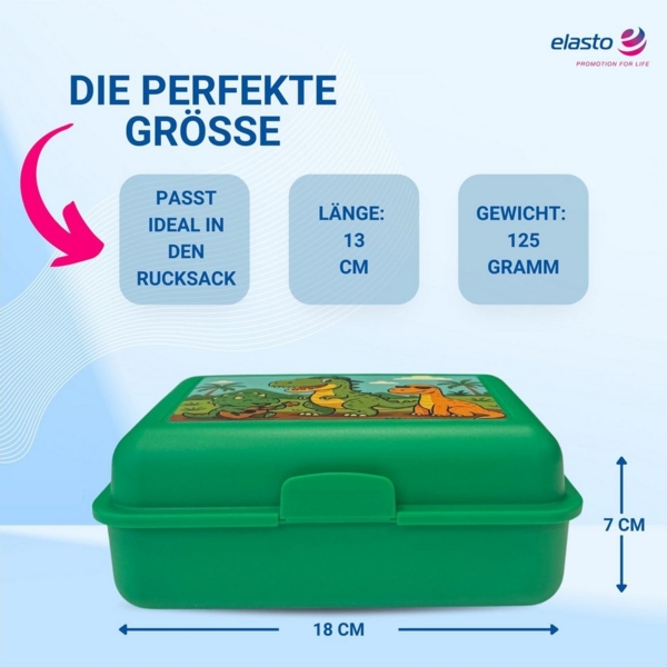 elasto Lunchbox Dino Motiv Brotdose mit Trennschale - Kinder Vesperbox für die Schule