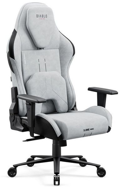 DIABLO CHAIRS Gaming-Stuhl X.One Prime Stoff ergonomisch Metallbasis 140kg CoolComfort (Magnetische Kopfstütze, Höhenverstellbare Armlehnen, Kühlender Sitz), Kopfstütze Lendenkissen CoolComfort Räder Stoff