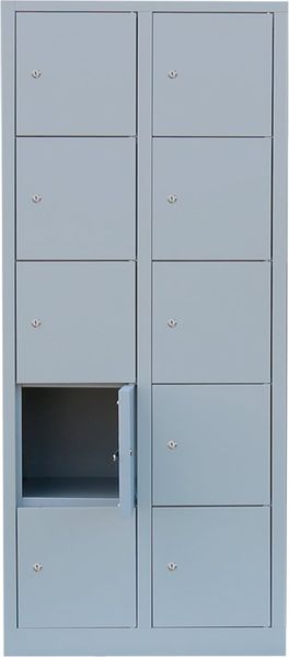 Steelboxx Fächerschrank Schließfachschrank - 2 Abteile - 10 Fächer - 1800 x 800 x 500 mm (1-St) Lieferung: Komplett verschweißt, keine Montage erforderlich