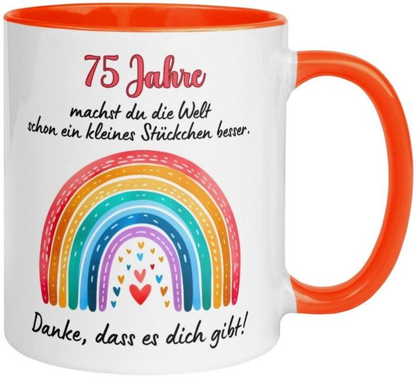Momentals Tasse 75. Geburtstag Frau – „Du machst die Welt besser“ – Geschenk Frauen, Gratis Versand · Links-&Rechtshänder · Spülmaschinenfest
