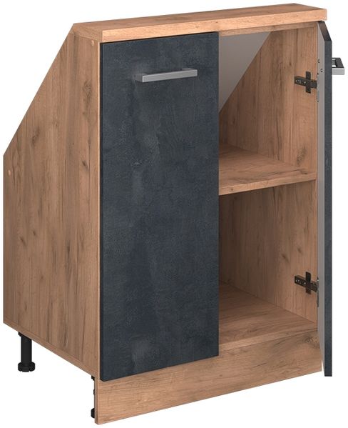 Küchenschrank für Dachschrägen R-Line Schwarz Beton 60 cm mit 2 Türen Vicco Bild 5