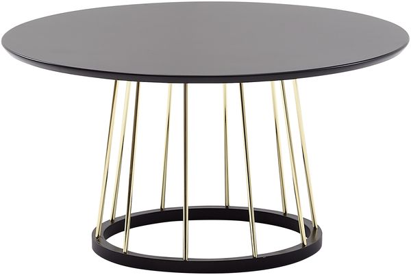 Kadima Design Couchtisch, Eleganter Schwarzer und Goldener Wohnzimmertisch, Robuste Metallstruktur, Große Ablagefläche. 80x80x42 cm