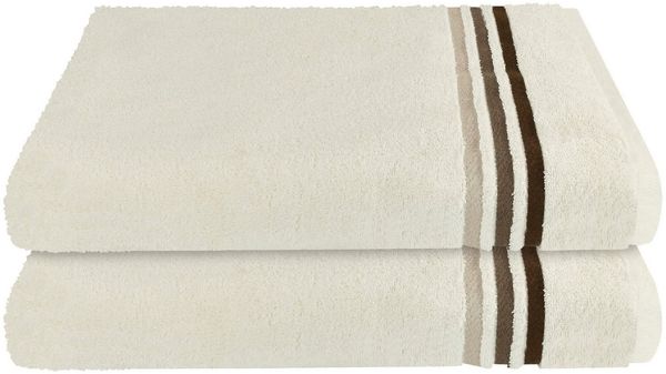 Schiesser Duschtuch Skyline Color, 2er Set, mit Webbordüre, 100% Baumwolle Creme