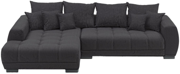 Massivart® Ecksofa ARTEMIS Cord grau / 300 cm / Cordsofa, Nosagunterfederung / 4 Rückenkissen / 5 Zierkissen