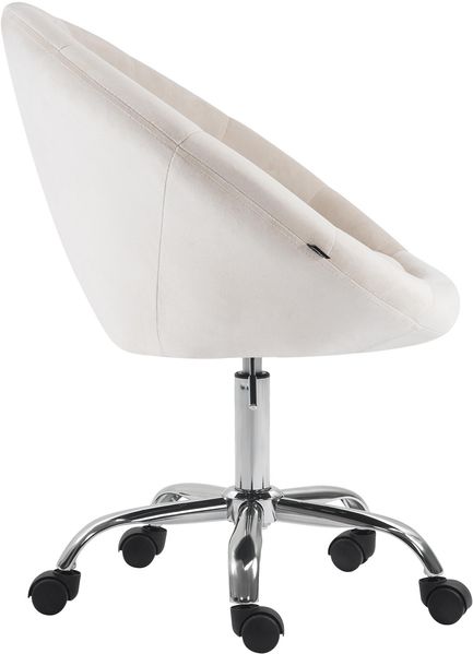 Arbeitshocker TURKU - 65 x 57 x 85 cm, Samt, Creme | Arbeitsstuhl Drehhocker Rollhocker Bürohocker Bild 5