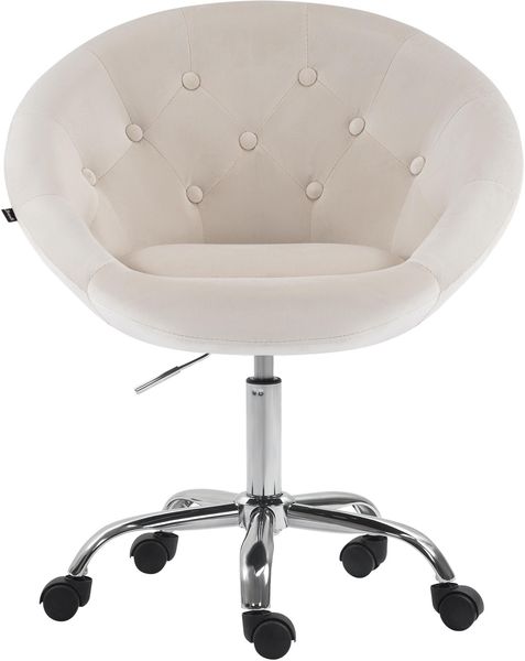 Arbeitshocker TURKU - 65 x 57 x 85 cm, Samt, Creme | Arbeitsstuhl Drehhocker Rollhocker Bürohocker Bild 4