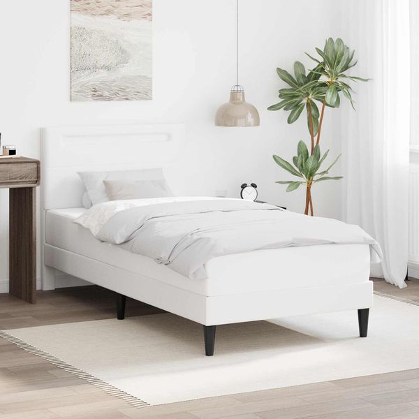 vidaXL Bettrahmen mit LED-Lichtleisten Weiß 80x200 cm Kunstleder 42028005