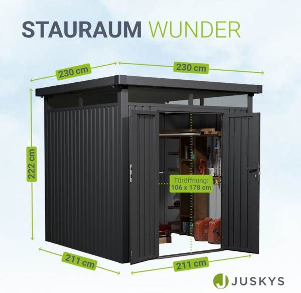 Juskys Gerätehaus Luzern Pro 5,3 m² - Metall Geräteschuppen mit Türen & Fenstern - wetterfest & abschließbar - Fahrradgarage, Gartenhaus - Anthrazit Bild 6