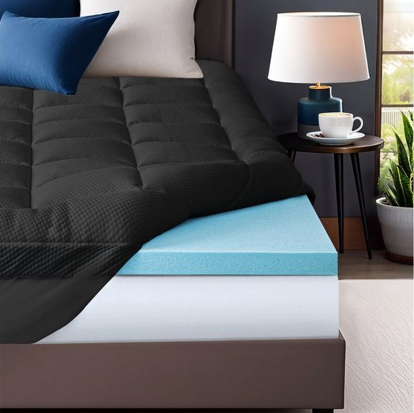 Elemuse, Topper Gel Schaum H3/H4 Topper mit Waschbar Bambusfaser Bezug, 7cm hoch, Stützschaum Komfortschaum, Druckverteilung, Atmungsaktiv