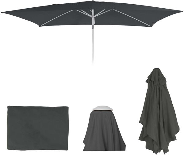 Ersatz-Bezug für Sonnenschirm N23, Sonnenschirmbezug Ersatzbezug, 2x3m rechteckig Stoff/Textil 4,5kg UV 50+ ~ anthrazit