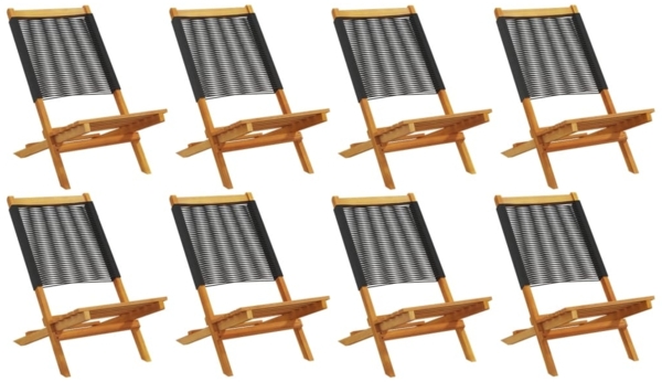 vidaXL Gartenstühle 8 Stk. Klappbar Schwarz Massivholz Akazie 3214630