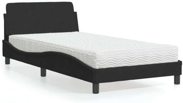 vidaXL Bett mit Matratze Schwarz 100x200 cm Samt 3208353