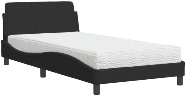 vidaXL Bett mit Matratze "Dover" Schwarz 100x200 cm Samt 3208353