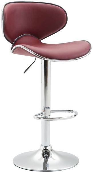 Barhocker FAMIR - Kunstleder Bordeauxrot 46x49x88 cm Silber | Barstuhl Mit Lehne Tresenhocker Tresenstuhl Kneipenhocker Kneipenstuhl