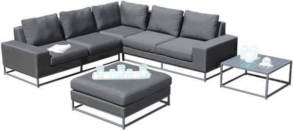 Sonnenpartner 5-teilige Lounge-Sitzgruppe Unique Aluminium mit Kissen anthrazit Loungesitzgruppe Sun