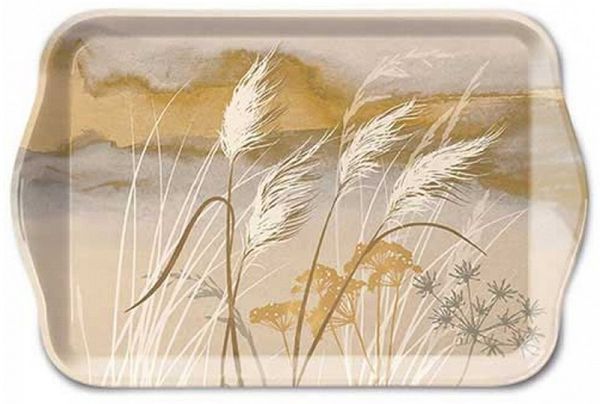 Ambiente Luxury Paper Products Tablett Dekotablett, Serviertablett, Planzen, Blumen, Tiere, Vogel, Melamin, Themen Blumen – Pflanzen, Maritim – Strand Anlässe Trauer Saison Sommer, Farbe Braun, Gold, Sand, Wehendes Gras Kollektion, (1-tlg), Meer, Stran...