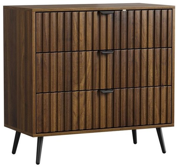 OKWISH Kommode mit 3 Schubladen (moderner Kleiderschrank – Walnussfarbe,für Wohnzimmer, Schlafzimmer, Flur, 1 St, 80 cm x 39 cm x 78 cm)